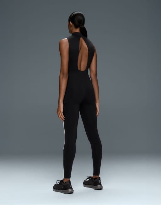 OYSHO tuta lunga compressiva color block nera, 3 di 5