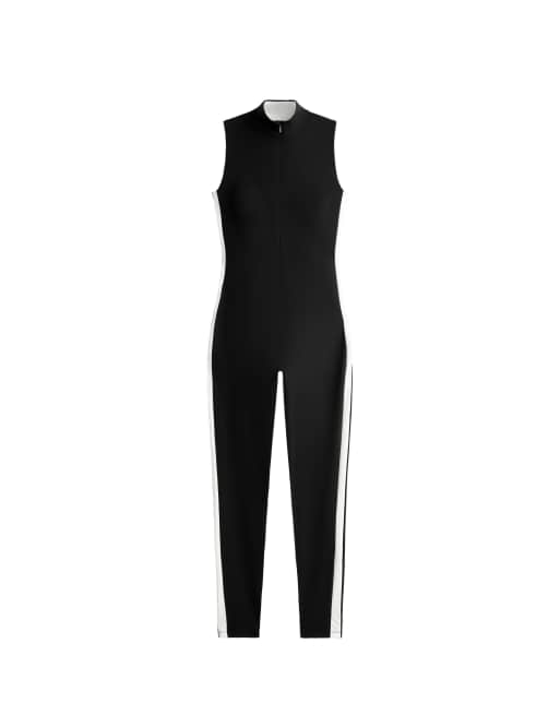 OYSHO tuta lunga compressiva color block nera, 4 di 5