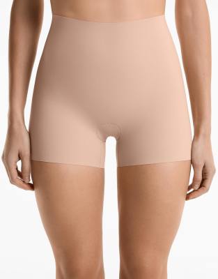 Oysho - Unsichtbare Hotpants in Beige mit hohem Bund und Laserschnitt-Neutral