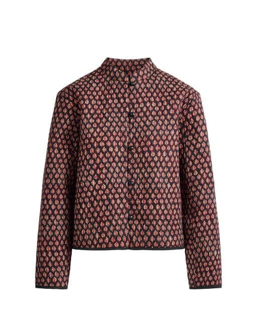 OYSHO vatteret jakke med kinakrave i maroon, 7 af 7