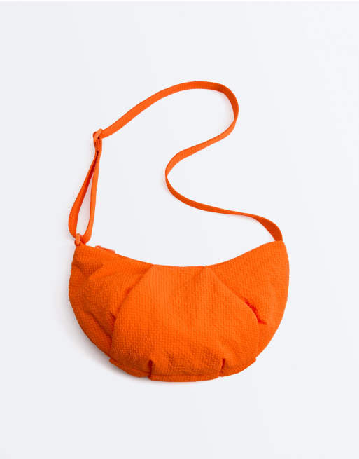 OYSHO - Vatteret orange crossbody-taske med tern, 4 af 4