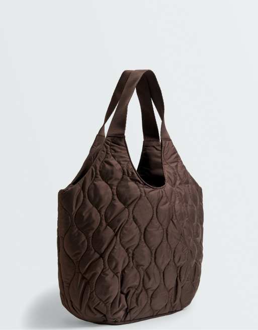 OYSHO Vatteret shopper-taske i brun, 2 af 5