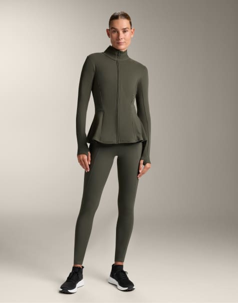 OYSHO - Veste à basque en tissu technique chaud et léger - Vert - view 1