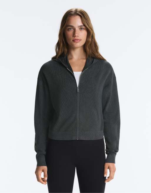 OYSHO veste à capuche en maille gaufrée anthracite foncé, 2 de 6