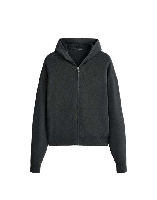 OYSHO veste à capuche en maille gaufrée anthracite foncé, 6 de 6