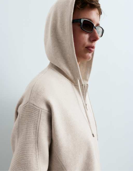 OYSHO veste à capuche en maille gaufrée écrue, 3 de 5