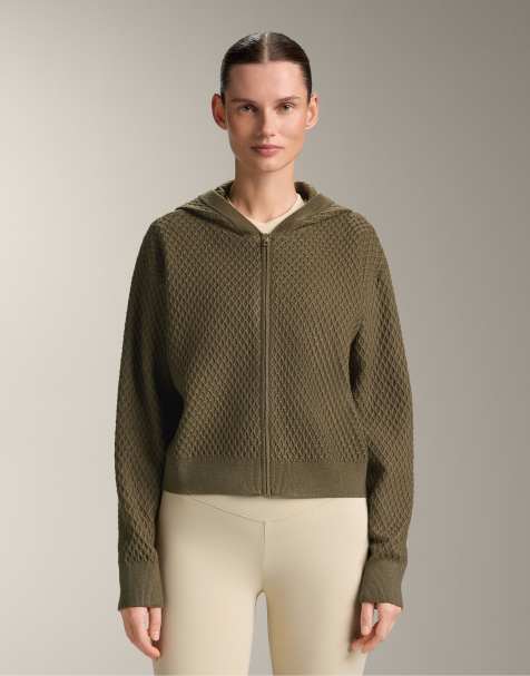 OYSHO - Veste à capuche en maille structurée - Kaki - view 1