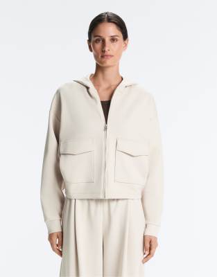 Veste à capuche en piqué de coton - Beige-Neutral XS