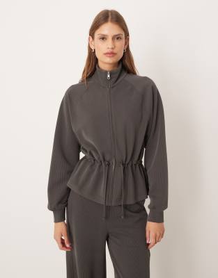 OYSHO - Veste à taille réglable en modal mélangé - Anthracite foncé-Noir
