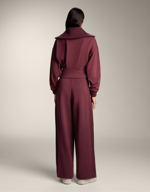 OYSHO - Veste avec taille ajustée et col en maille de modal brossé - Rouge, 3 de 4