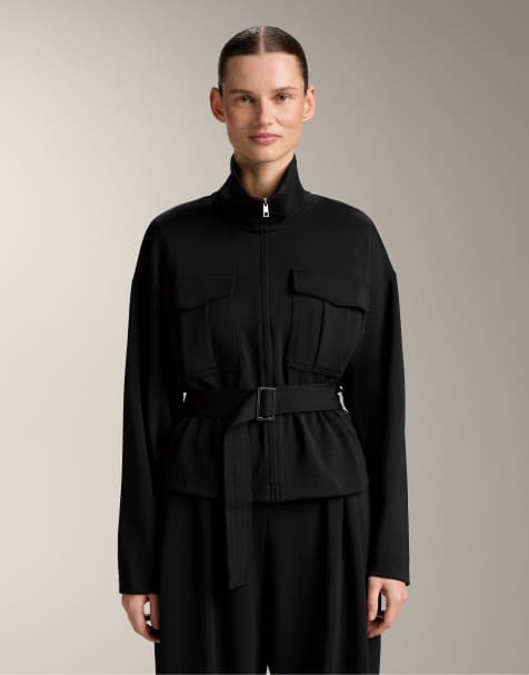 OYSHO - Veste ceinturée en modal doux au toucher - Noir - view 1