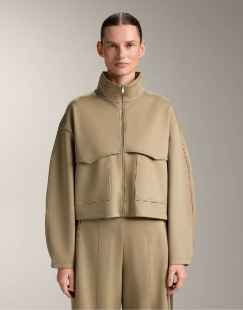 OYSHO - Veste coupe carrée effet néoprène - Beige - view 1