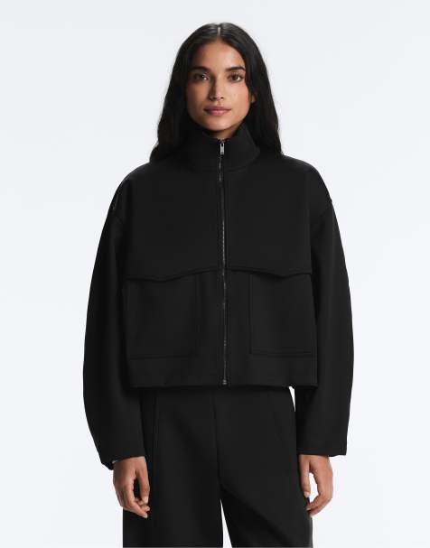 OYSHO - Veste coupe carrée effet néoprène - Noir - view 1