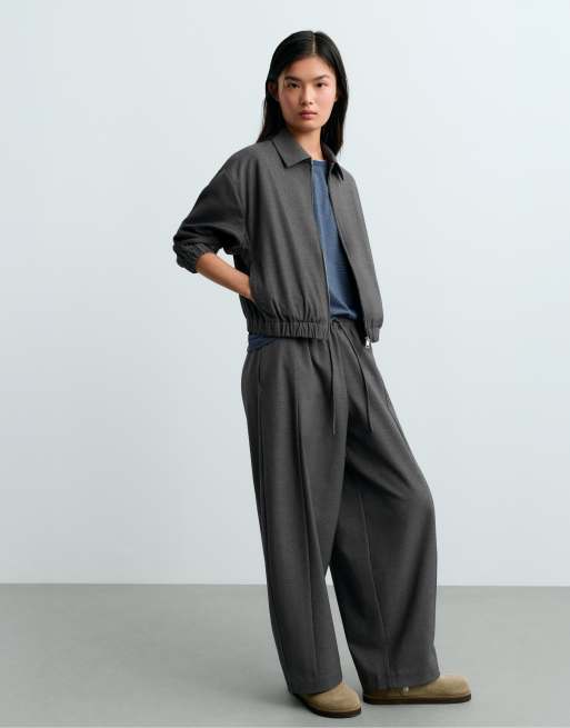 OYSHO veste courte en mélange de laine grise, 5 de 6