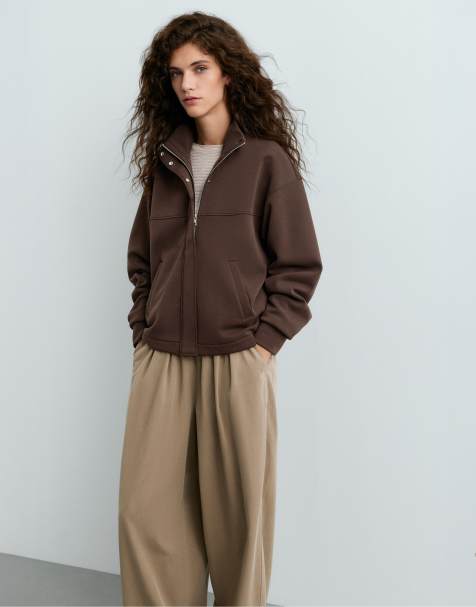 OYSHO veste courte en modal marron - view 1