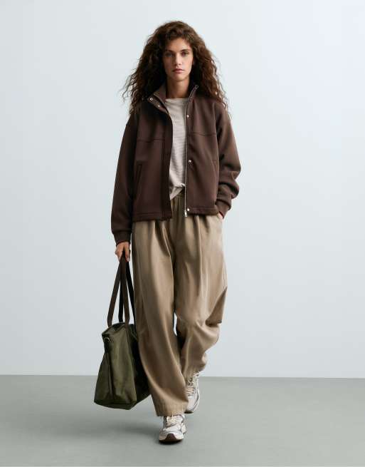 OYSHO veste courte en modal marron, 2 de 6
