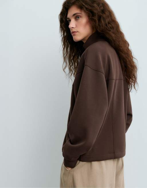 OYSHO veste courte en modal marron, 4 de 6