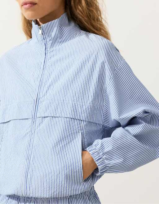 Oysho - Veste de survêtement rayée en coton mélangé - Bleu clair, 2 de 4