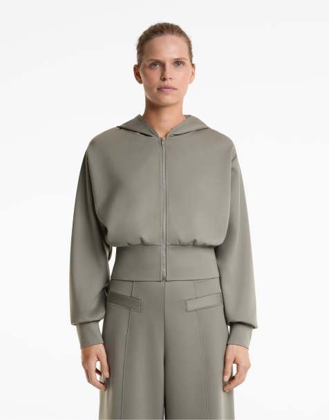 OYSHO - Veste effet néoprène à capuche - Vert - view 1