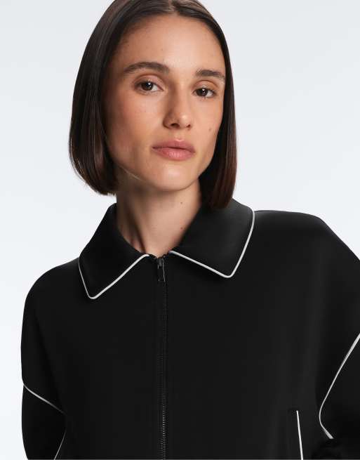 OYSHO - Veste effet néoprène à passepoil contrastant - Noir, 2 de 4