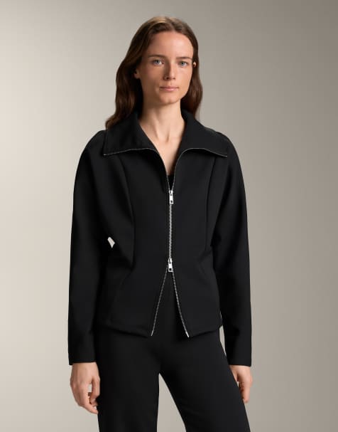 OYSHO - Veste effet néoprène à zip double sens - Noir - view 1