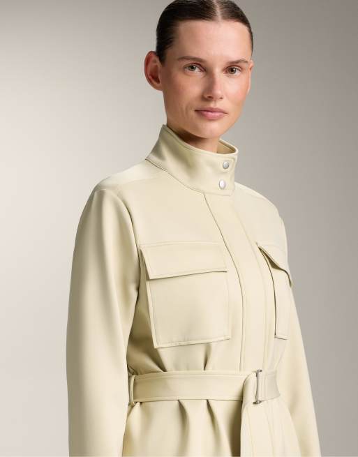 OYSHO - Veste effet néoprène avec ceinture - Beige, 4 de 4