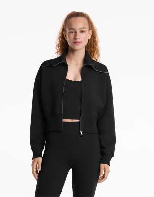 OYSHO - Veste en coton mélangé avec col montant - Noir