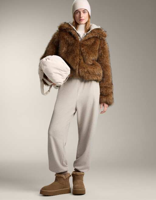 Oysho - Veste en fausse fourrure - Taupe, 2 de 4