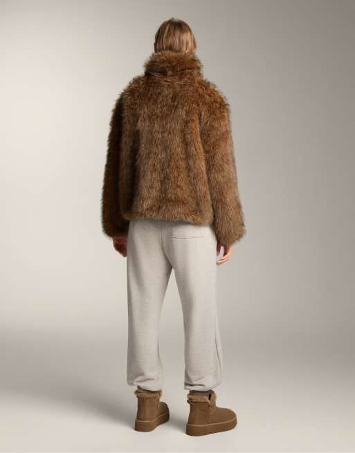 Oysho - Veste en fausse fourrure - Taupe, 4 de 4