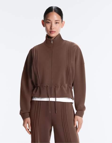 Oysho - Veste en modal doux à bordures côtelées - Marron - view 1