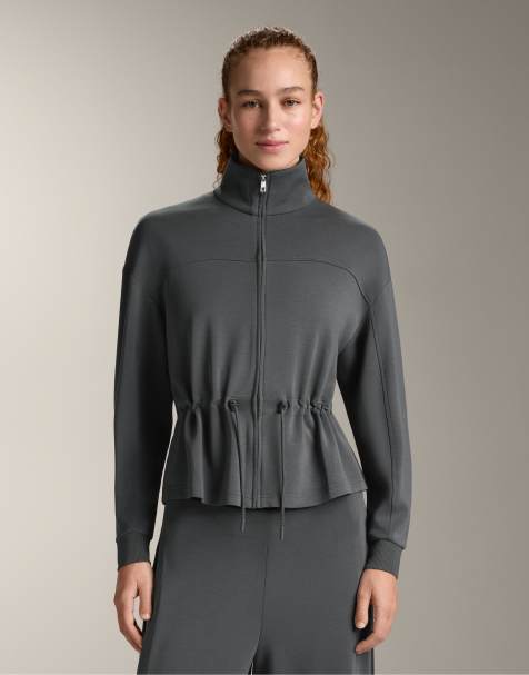 OYSHO - Veste en modal doux à taille réglable et col montant - Gris - view 1