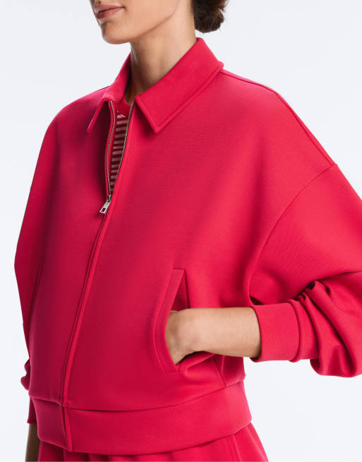 Oysho - Veste en piqué de coton avec col polo - Rouge, 3 de 4