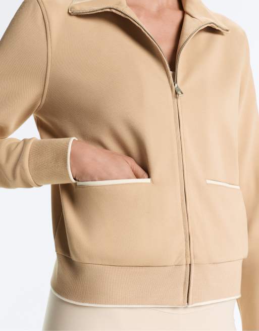 OYSHO - Veste en piqué de coton avec passepoil - Beige, 7 de 7
