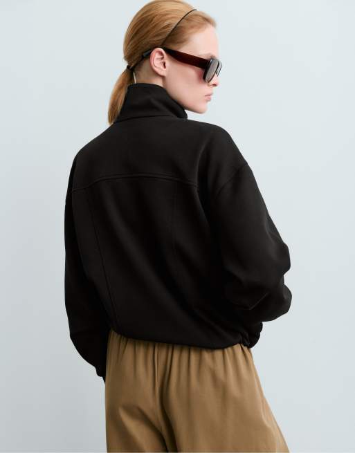 OYSHO veste en piqué en coton noire, 4 de 4