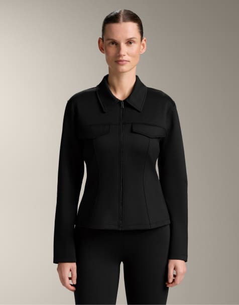 OYSHO - Veste en tissu côtelé effet néoprène - Noir - view 1