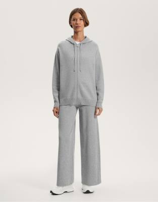 OYSHO - Veste longue en maille à capuche - Noir