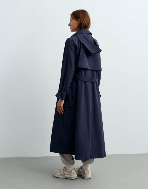 OYSHO veste longue imperméable 10k ultra légère bleue, 4 de 6