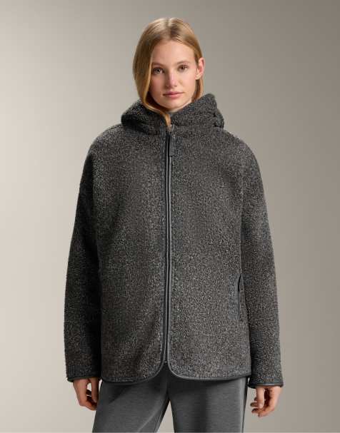 OYSHO - Veste oversize en imitation peau de mouton avec capuche à doublure en fausse fourrure - Gris foncé chiné - view 1