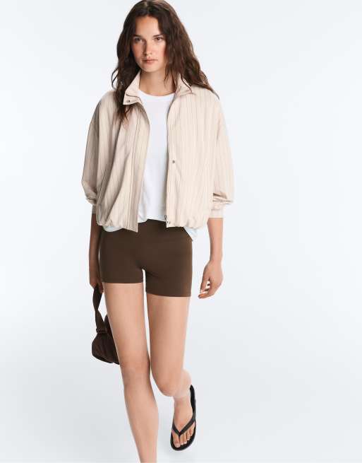 Oysho - Veste rayée à ourlet bouffant - Sable, 4 de 4