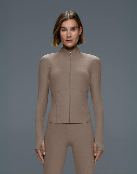 OYSHO veste technique à coutures effet chiné marron - view 1