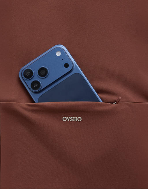 OYSHO veste technique color block légère et chaude marron, 6 de 7