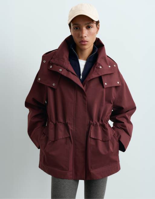 OYSHO veste trapèze imperméable 10k bordeaux, 2 de 4