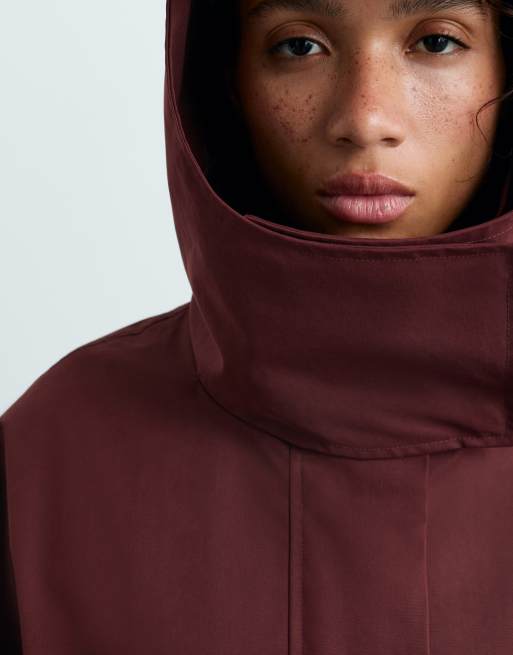 OYSHO veste trapèze imperméable 10k bordeaux, 3 de 4