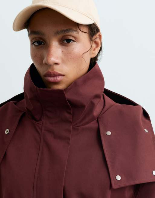 OYSHO veste trapèze imperméable 10k bordeaux, 5 de 7