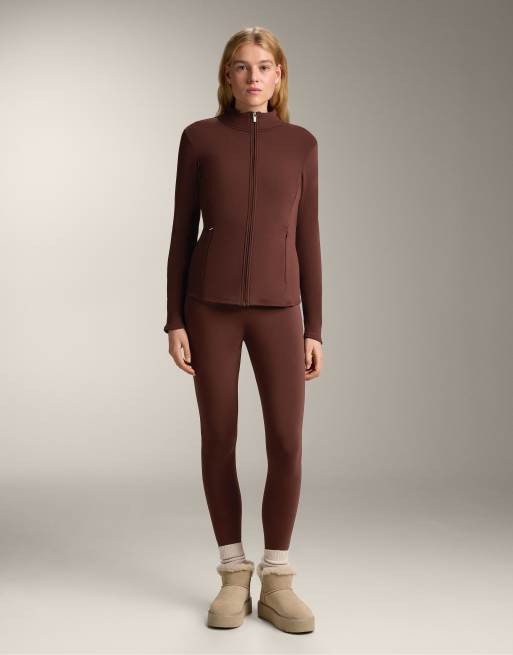OYSHO – Vinröda, supervarma, ankellånga leggings i seamless-design, 70cm, 4 av 4