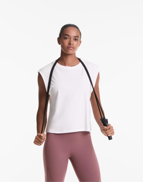 Oysho – Vit, sömlös och ärmlös t-shirt i bomullsmix - view 1