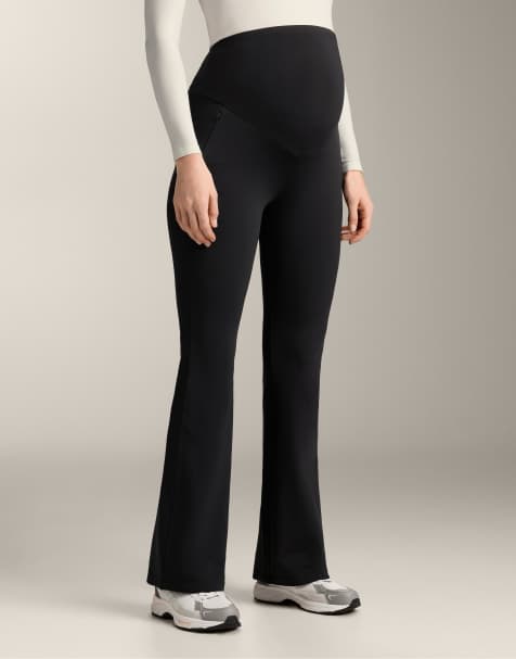 OYSHO Warm flare maternity trousers in black - view 1