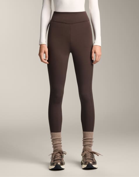 OYSHO Warm high-rise ankle-length leggings with pockets 70 cm in brown - view 1