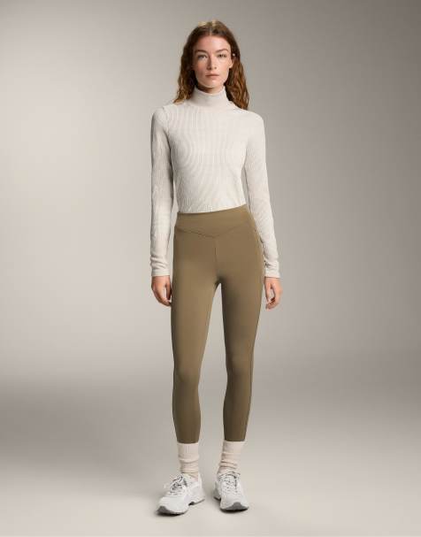OYSHO Warm high-rise ankle-length leggings with pockets 70 cm in military khaki - view 1