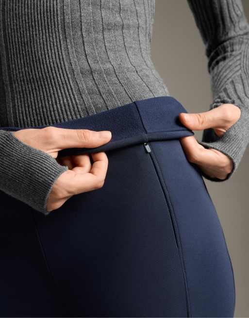 OYSHO - Warm - Pantaloni a zampa caldi blu navy a vita alta, 3 di 4